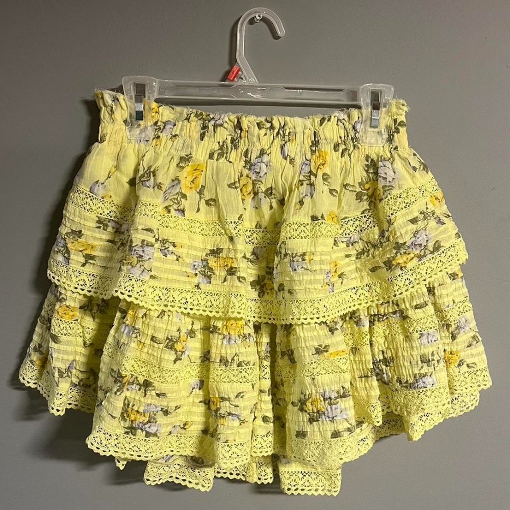 Southern Belle Aerie Rock n Ruffle Yellow Floral Skirt New without Tag